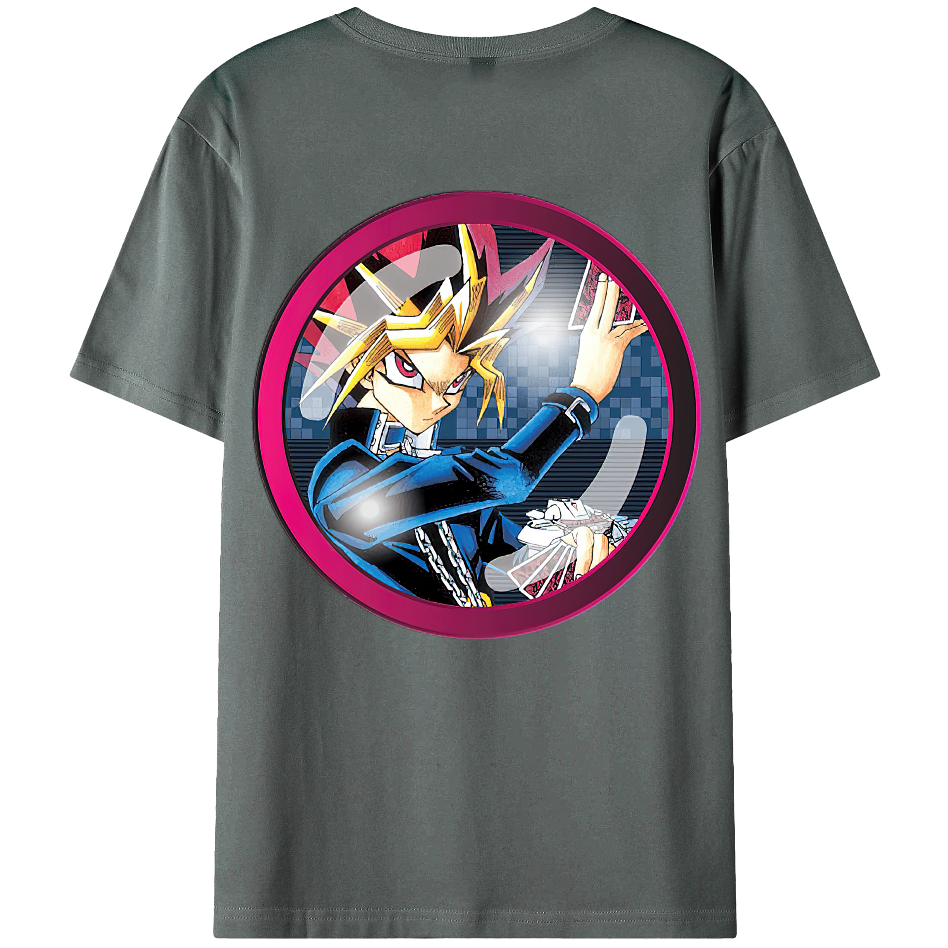 （画像用） 遊☆戯☆王 Yu-Gi-Oh! 綿100％ メンズ半袖Tシャツ（バックプリント） 通気性